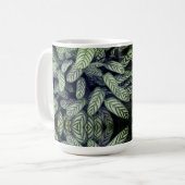 Schwarz-weißes Blattmuster Kaffeetasse (Vorderseite Links)