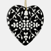 Schwarz-weißes Blattmuster Keramik Ornament (Rechts)