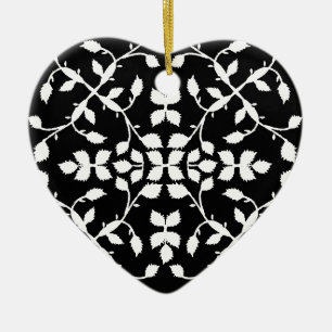 Schwarz-weißes Blattmuster Keramik Ornament