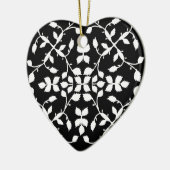 Schwarz-weißes Blattmuster Keramik Ornament (Links)