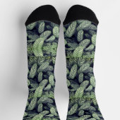 Schwarz-weißes Blattmuster-Socken Socken (Oben)
