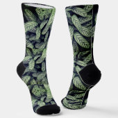 Schwarz-weißes Blattmuster-Socken Socken (Gewinkelt)