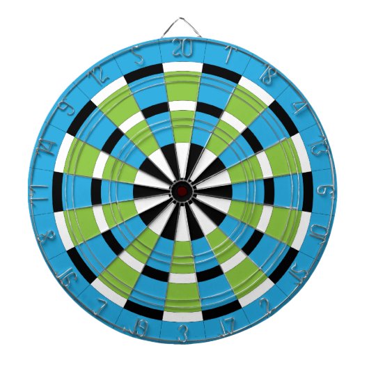 Schwarz-weißes Blau und Limones Dartboard Dartscheibe (vorne)