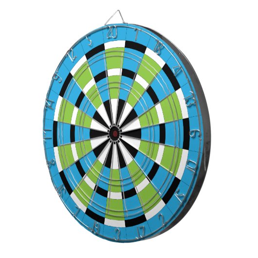 Schwarz-weißes Blau und Limones Dartboard Dartscheibe (Vorderseite rechts)