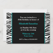 Schwarz-weißes blaues Zebra-Foto 30. Geburtstag Einladung (Rückseite)