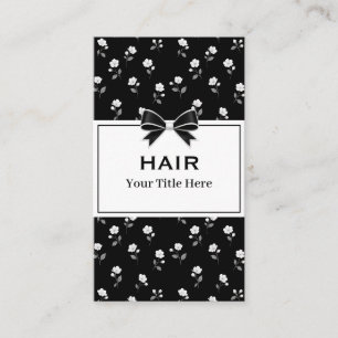 Schwarz-weißes Blumen-Friseursalon-Friseur-Stylist Visitenkarte