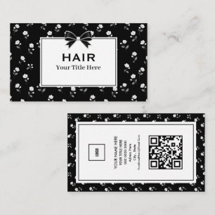 Schwarz-weißes Blumen-Friseursalon-Friseur-Stylist Visitenkarte
