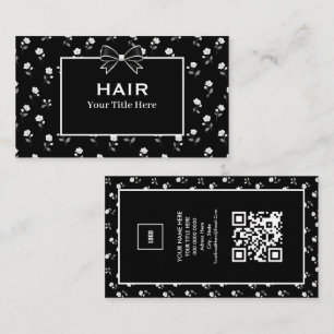 Schwarz-weißes Blumen-Friseursalon-Friseur-Stylist Visitenkarte