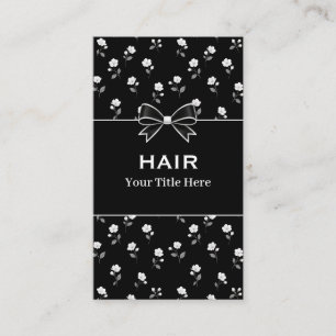 Schwarz-weißes Blumen-Friseursalon-Friseur-Stylist Visitenkarte