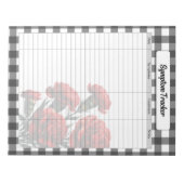 Schwarz-weißes Blumen-Gingham_ Symptom-Tracker Notizblock (Vorderseite)