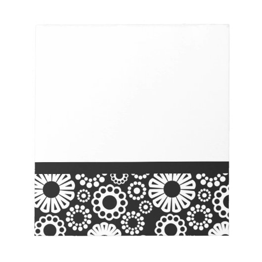 Schwarz-weißes Blumen Notizbuch Notizblock (Vorderseite)