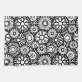 Schwarz-weißes Blumenhandtuch Geschirrtuch (Horizontal)