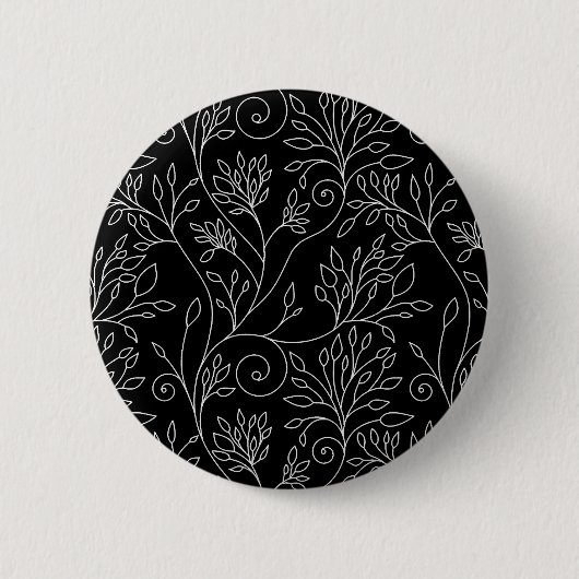 Schwarz-weißes Blumenknopf-Muster Button (Vorderseite)