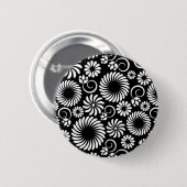 schwarz-weißes Blumenknopflochmuster-Knopf Button (Vorne & Hinten)