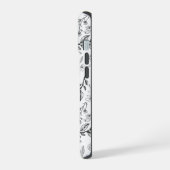 Schwarz-weißes Blumenmonogramm  iPhone 15 Hülle (Linke Seite)