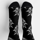 Schwarz-weißes Blumenmuster mit eigener Marke Socken (Oben)