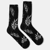 Schwarz-weißes Blumenmuster mit eigener Marke Socken (Rechts)