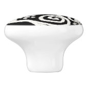 Schwarz-weißes Blumenmuster und Wirbel Blume Blume Keramikknauf (Seitenansicht)