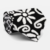 Schwarz-weißes Blumenmuster und Wirbel Blume Blume Krawatte (Gerollt)