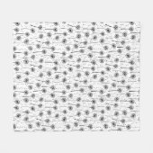 Schwarz-weißes bohemian-Löwenzahn-Muster Fleecedecke (Vorderseite (Horizontal))