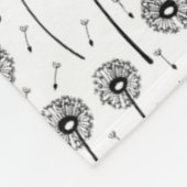 Schwarz-weißes bohemian-Löwenzahn-Muster Fleecedecke (Ecke)