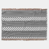 Schwarz-weißes Boho Karo Blumenmuster Decke (Vorderseite)