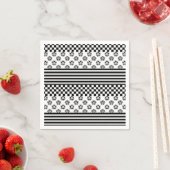 Schwarz-weißes Boho Karo Blumenmuster Serviette (Beispiel)