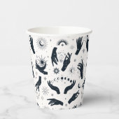 Schwarz-weißes Boho Moon-Muster Pappbecher (Links)