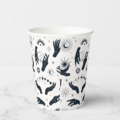 Schwarz-weißes Boho Moon-Muster Pappbecher (Rechts)