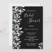 Schwarz-weißes botanisches Brautparty Einladung (Vorderseite)