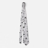 Schwarz-weißes botanisches Muster Krawatte (Rückseite)