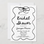 Schwarz-weißes Brautparty aus der Hand Einladung (Vorderseite)