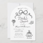 Schwarz-weißes Brautparty aus Whimsikhand Einladung (Vorderseite)
