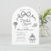 Schwarz-weißes Brautparty aus Whimsikhand Einladung (Stehend Vorderseite)