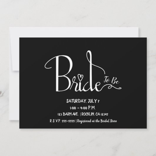 Schwarz-weißes Brautparty der Moderne Einladung (Rückseite)