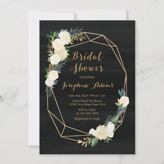 Schwarz-weißes Brautparty Einladung (Vorderseite)