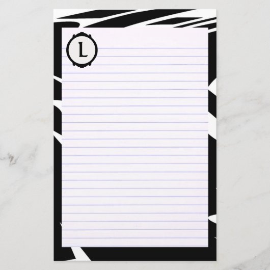 Schwarz-weißes Briefpapier mit Monogramm (Vorderseite)