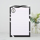 Schwarz-weißes Briefpapier mit Monogramm (Stehend Vorderseite)
