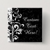 Schwarz-weißes Brunnen-Strudel-Party Button (Vorderseite)