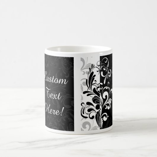 Schwarz-weißes Brunnen-Strudel-Party Kaffeetasse (Mittel)