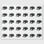 Schwarz-weißes Buffalo Bison Silhouette Wrap Paper Geschenkpapier (Flach)