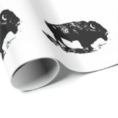 Schwarz-weißes Buffalo Bison Silhouette Wrap Paper Geschenkpapier (Rolleneckpunkt)