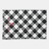 Schwarz-weißes Buffalo Kariert Monogram Küchentuch (Horizontal)