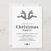 Schwarz-weißes Buffalo Kariert Rentier Weihnachtsf Einladung (Vorderseite)