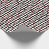 Schwarz-weißes Buffalo Kariert Roter Glitzer Schne Geschenkpapier (Ecke)