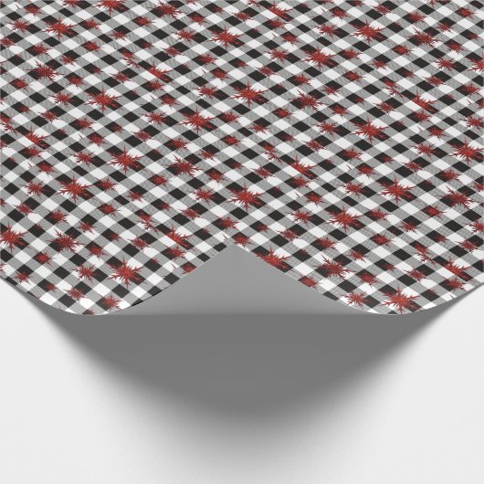 Schwarz-weißes Buffalo Kariert Roter Glitzer Schne Geschenkpapier (Ecke)