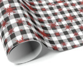 Schwarz-weißes Buffalo Kariert Roter Glitzer Schne Geschenkpapier (Rolleneckpunkt)