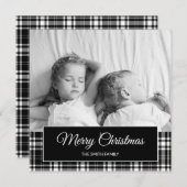 Schwarz-weißes Buffalo Kariert Weihnachtsfeiertag Feiertagskarte (Vorne/Hinten)