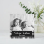 Schwarz-weißes Buffalo Kariert Weihnachtsfeiertag Feiertagskarte (Stehend Vorderseite)