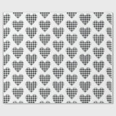 Schwarz-weißes Buffalo Karierter Karo Herz Land Geschenkpapier (Flach)